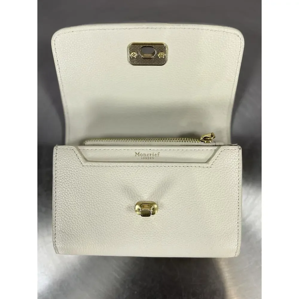 Moncrief London Larissa Italian Leather Wallet Cream Gold Tone Bifold